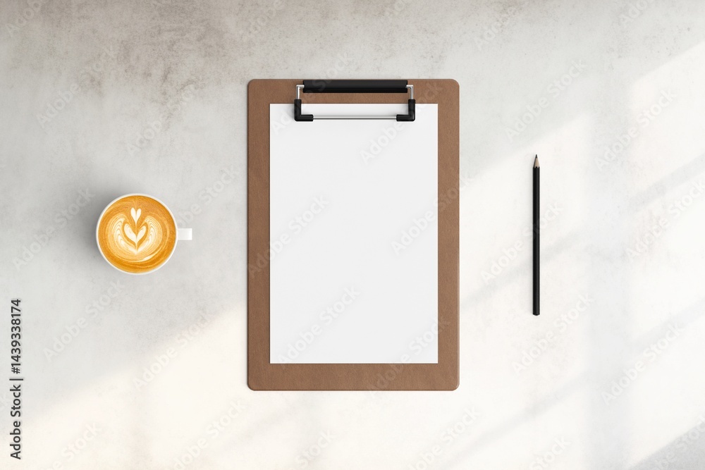 Modern workspace with copy space on white color background. Top view with copy space. Flat lay style. Minimal blank mockup.