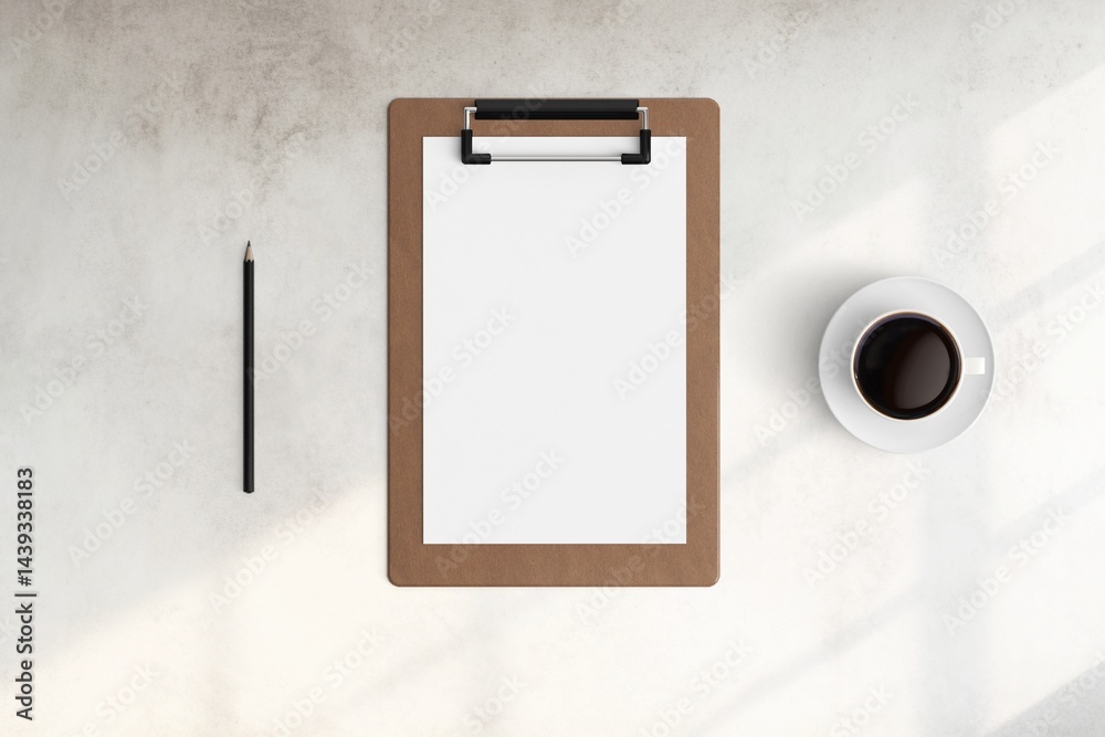 Modern workspace with copy space on white color background. Top view with copy space. Flat lay style. Minimal blank mockup.
