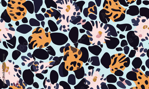 Stylized Floral Animal Skin Seamless Pattern Vector for Fabric Design