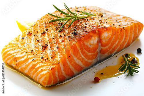 Grilled Salmon Fillet with Herbs and Peppercorns for Culinary Designs
