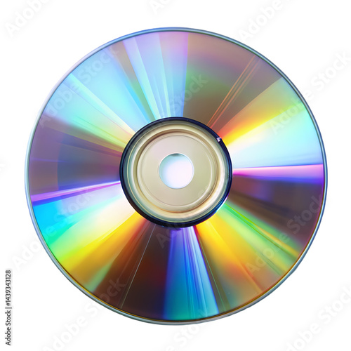 Compact Disc (CD) Rainbow Reflection on Transparent  background