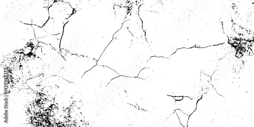 Abstract old stained dusty and scratched grunge texture features bold black ink splatters, drips, and strokes scattered across a clean white background.	