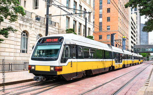 Light Rail Train in Downtown Dallas, Texas