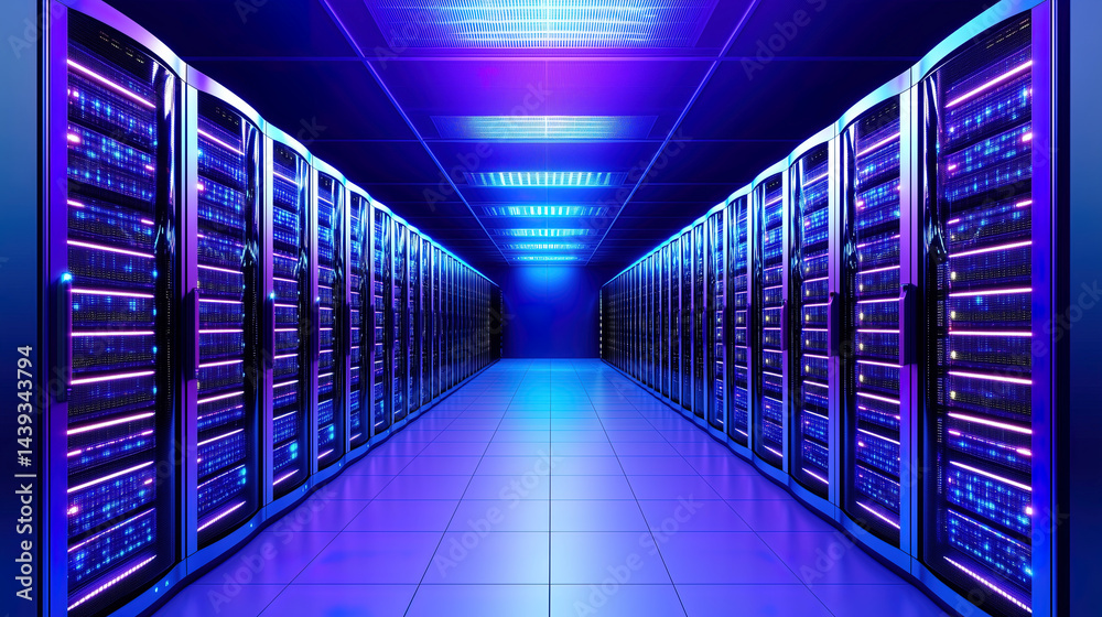 Fototapeta premium tech data center corridor