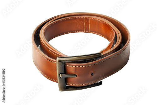 Genuine Leather Belt Isolated On White Background.