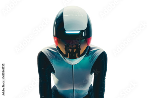 Original Futuristic Helmet Isolated On White Background.