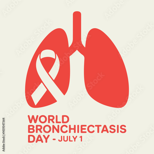 World Bronchiectasis Day flat vector graphics pack with informative lung designs, bronchial tree patterns, support ribbon, patient care scenes, and solid color medical icons for awareness