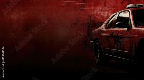 Red police car, ominous backdrop