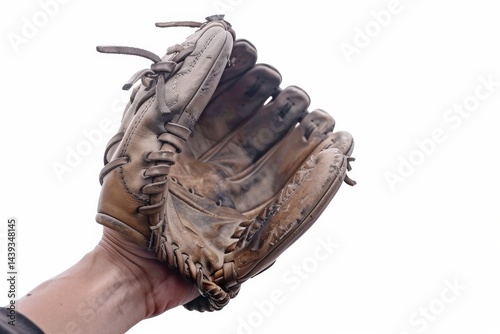 Authentic Baseball Action Shot Isolated On White Background.
