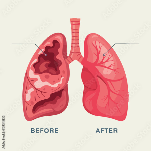 World Bronchiectasis Day flat vector graphics pack with informative lung designs, bronchial tree patterns, support ribbon, patient care scenes, and solid color medical icons for awareness