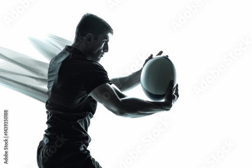 Elite Rugby Player in Action Isolated On White Background.