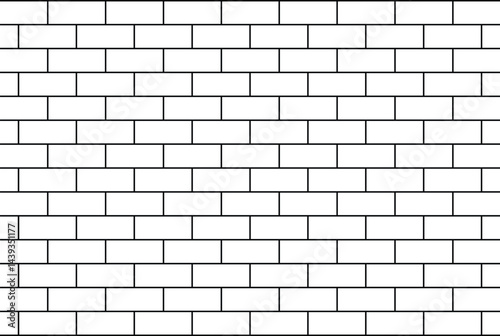 Bright White Brick Wall Texture Background Pattern stock vector.