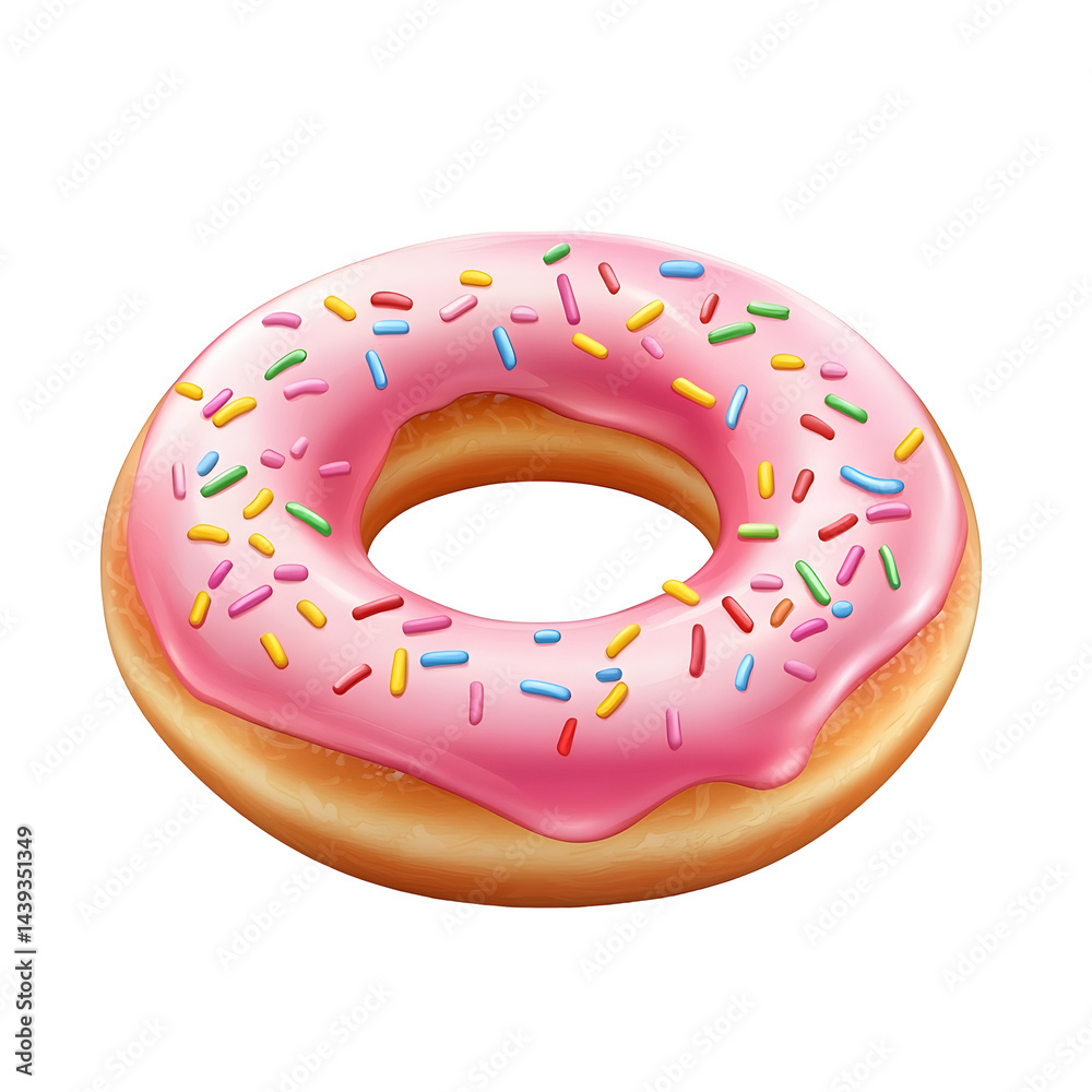 Pink Frosted Pastry Topped with Colorful Sprinkles