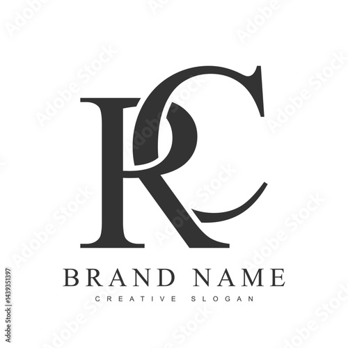 RC trendy logotype template. Initial letter r and c classic font style. Creative logo for company name or identity.