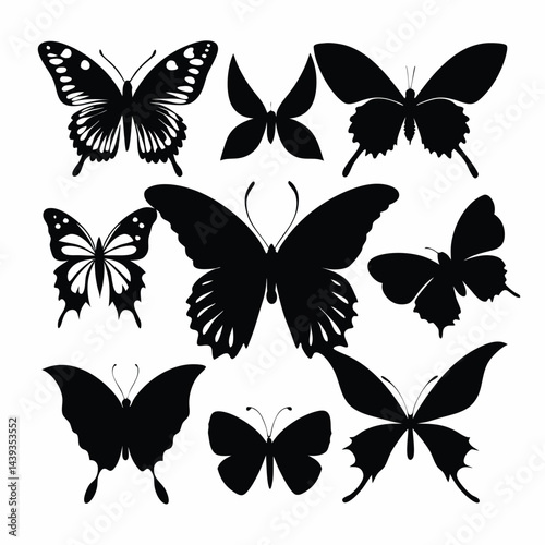 set of vector butterflies