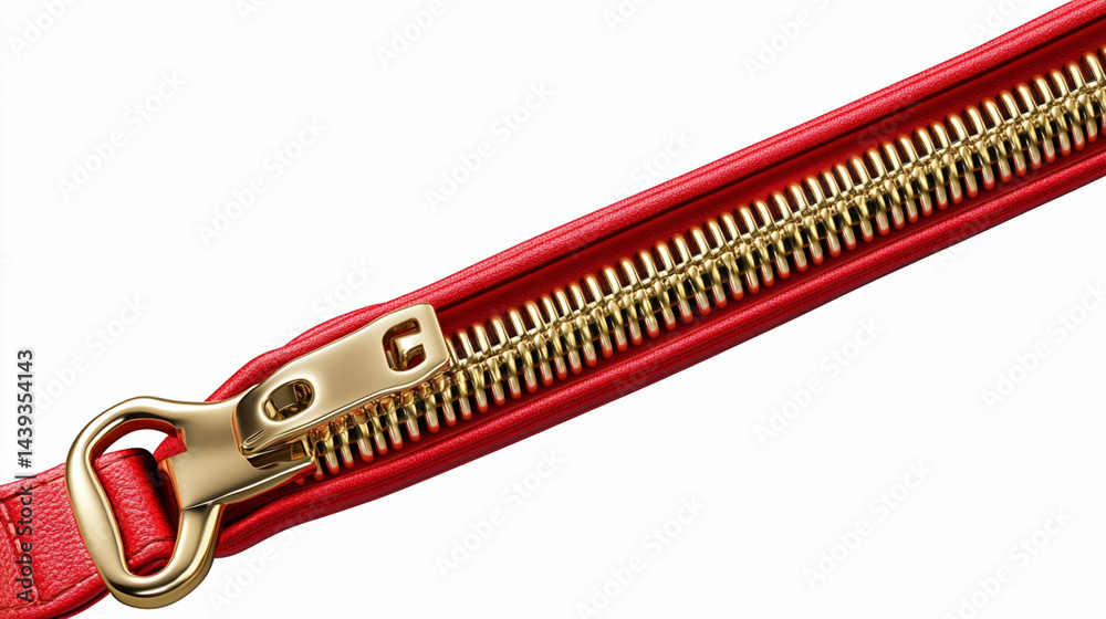 Obraz premium close-up of red zip against white background.ai 