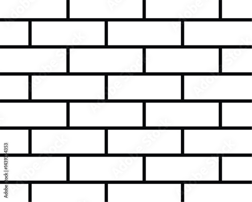 Bright White Brick Wall Texture Background Pattern stock vector.