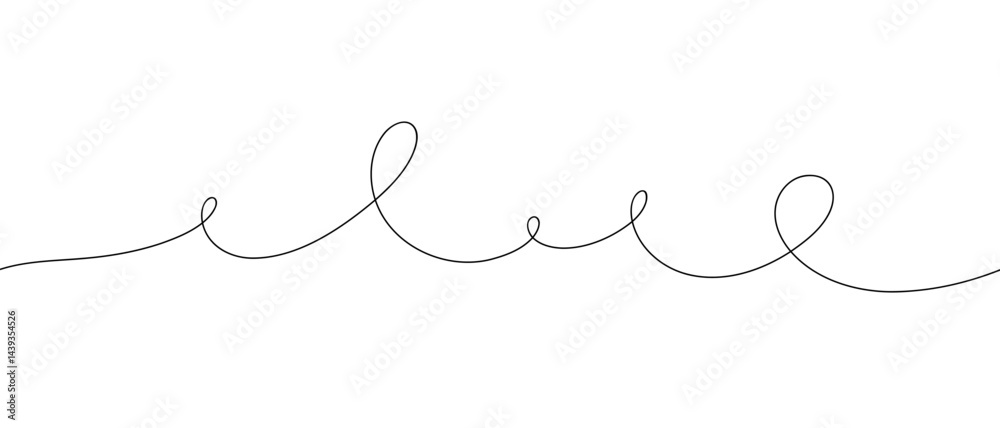 Abstract continuous endless line with curls, curves on a white background, vector illustration. Modern minimalistic background with space for text. Graphic element for banner, design, label Abstract continuous endless line with curls, curves on a white background, vector illustration. Modern minimalistic background with space for text. Graphic element for banner, design, label