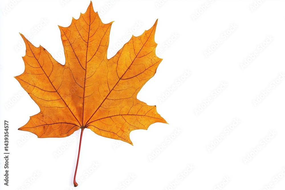 Vibrant orange maple leaf isolated on white background, showcasing autumn's beauty Vibrant orange maple leaf isolated on white background, showcasing autumn's beauty