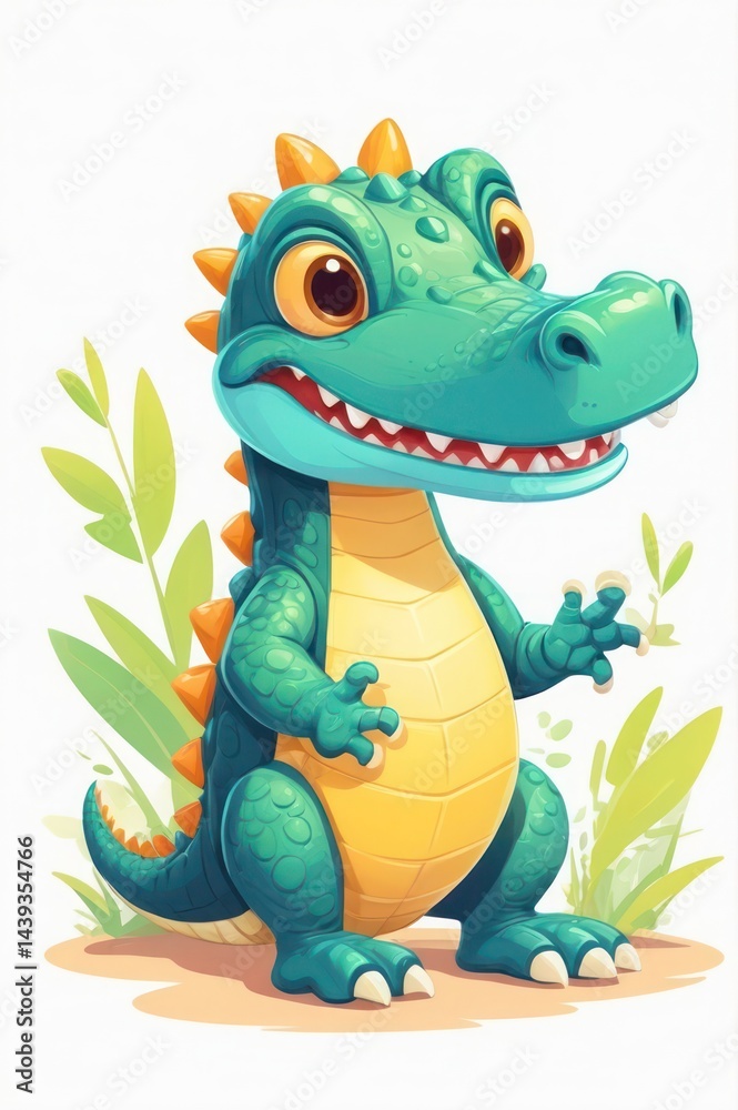 Fototapeta premium cartoon character of cute baby crocodile icon vector
