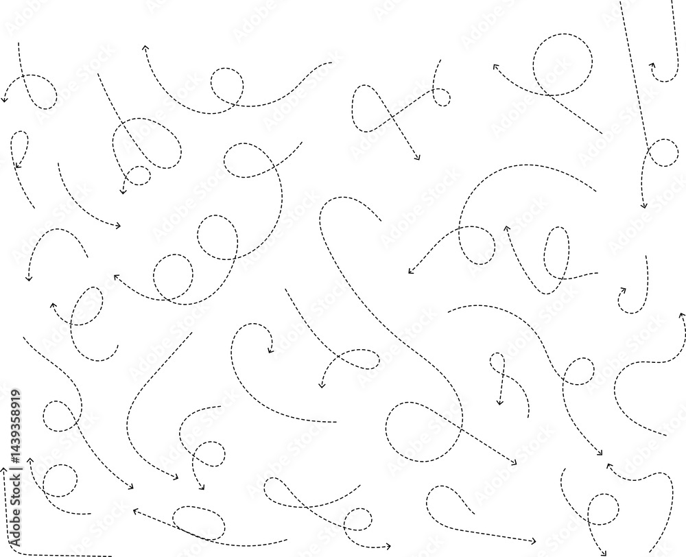 Curve arrow icon. Curved dotted arrow. Zigzag arrow stripes with dotted lines. Curve arrow icon. Curved dotted arrow. Zigzag arrow stripes with dotted lines.