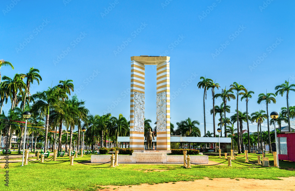 Statue of Felix Eboue on Palmistes Square in Cayenne, French Guiana