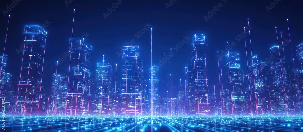 Fototapeta premium Futuristic Digital Cityscape