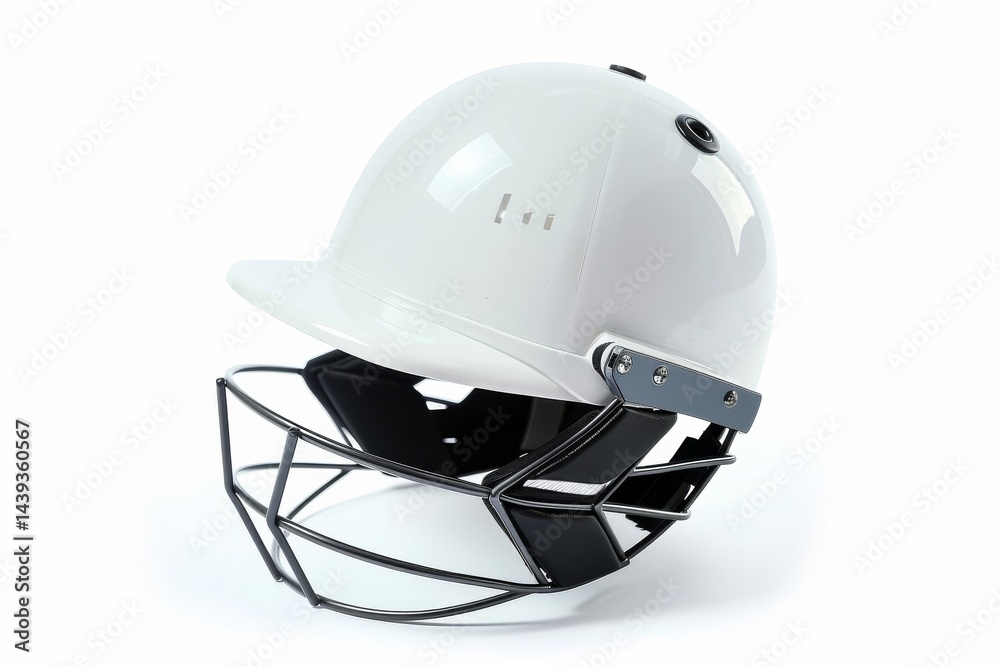 Fototapeta premium Ultimate Defense: Advanced Cricket Helmets Isolated On White Background.