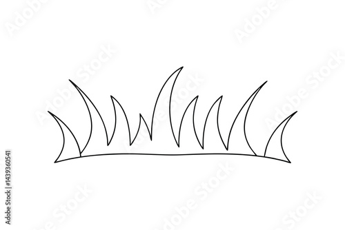 Minimalist grass clump line art illustration for spring and nature themed designs simple vector element