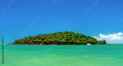 Obraz na płótnie View of Saint Joseph Island from Isle Royale in Salvation Islands Archipelago in French Guiana w salonie