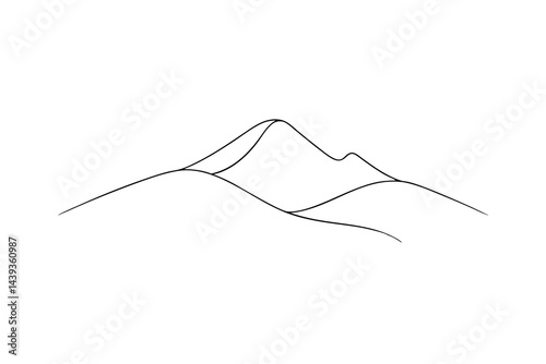 Minimalist mountain range vector illustration with a single line drawing style for nature designs