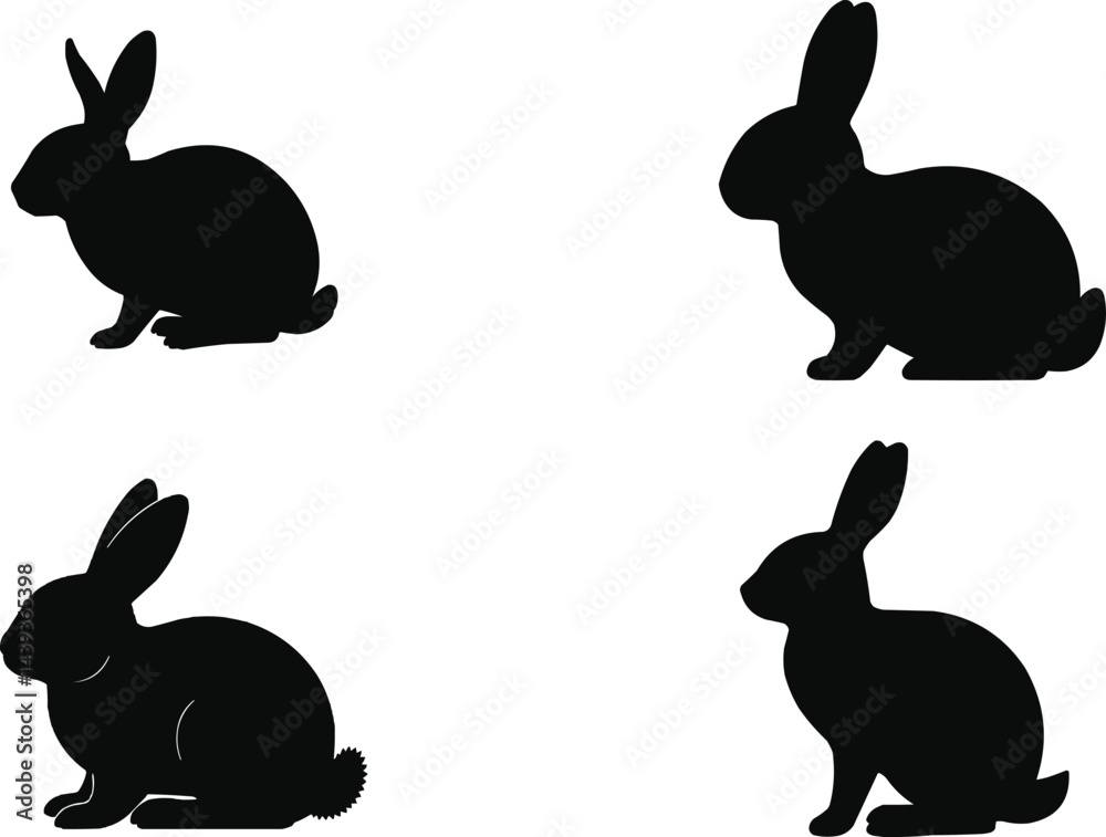 Fototapeta premium rabbit vector, rabbit silhouette, easter bunny vector, black rabbit silhouette, spring rabbit icon,