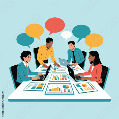 Flat solid color vector design for International Day of Cooperatives with people working together, symbolizing diversity, harmony, partnership, and collective growth, suitable for print and web