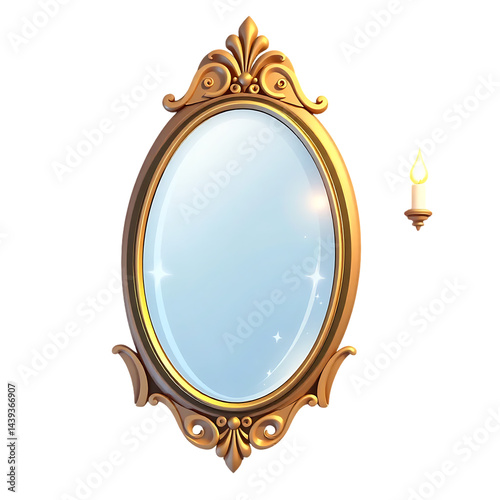 Golden Oval Mirror and Candle Sconce