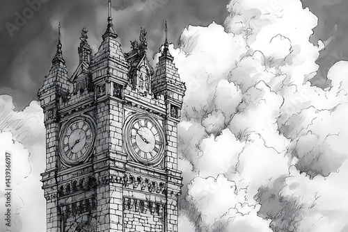 ink drawing of big ben london