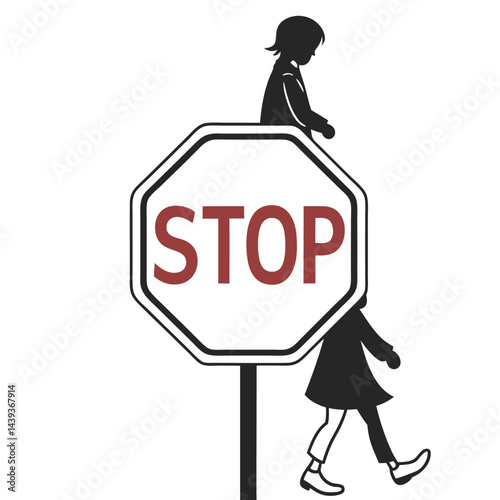 stop sign with man