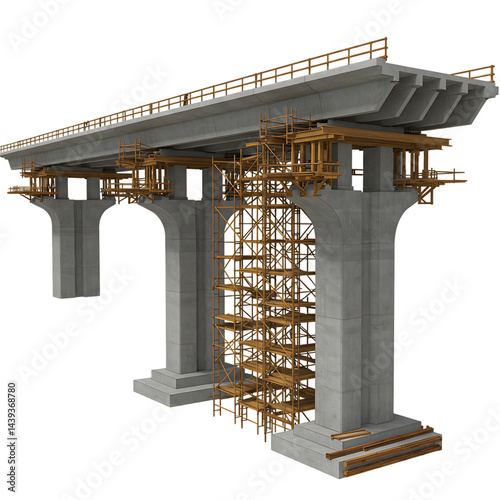 Bridge Construction: Detailed 3D Model of a Concrete Structure