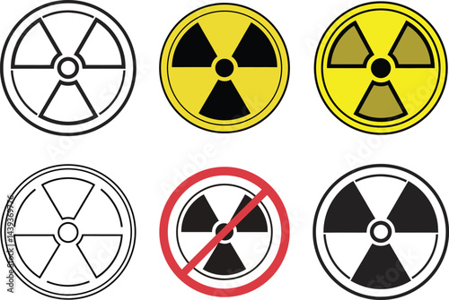 Radiation Nuclear Danger Symbol Vector Bundle – Hazardous Warning Icon Illustration