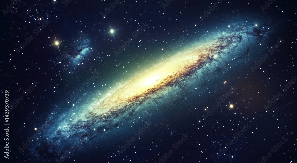 Fototapeta premium A spiral galaxy, a breathtaking cosmic spectacle.