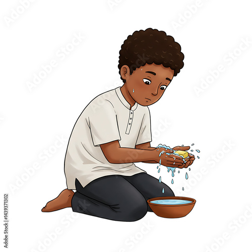 Boy Washing Hands Water Hygiene Cleanliness