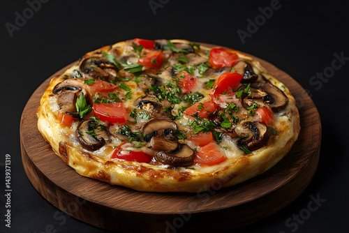 Obraz na płótnie Product photo of mushroom omelette w salonie