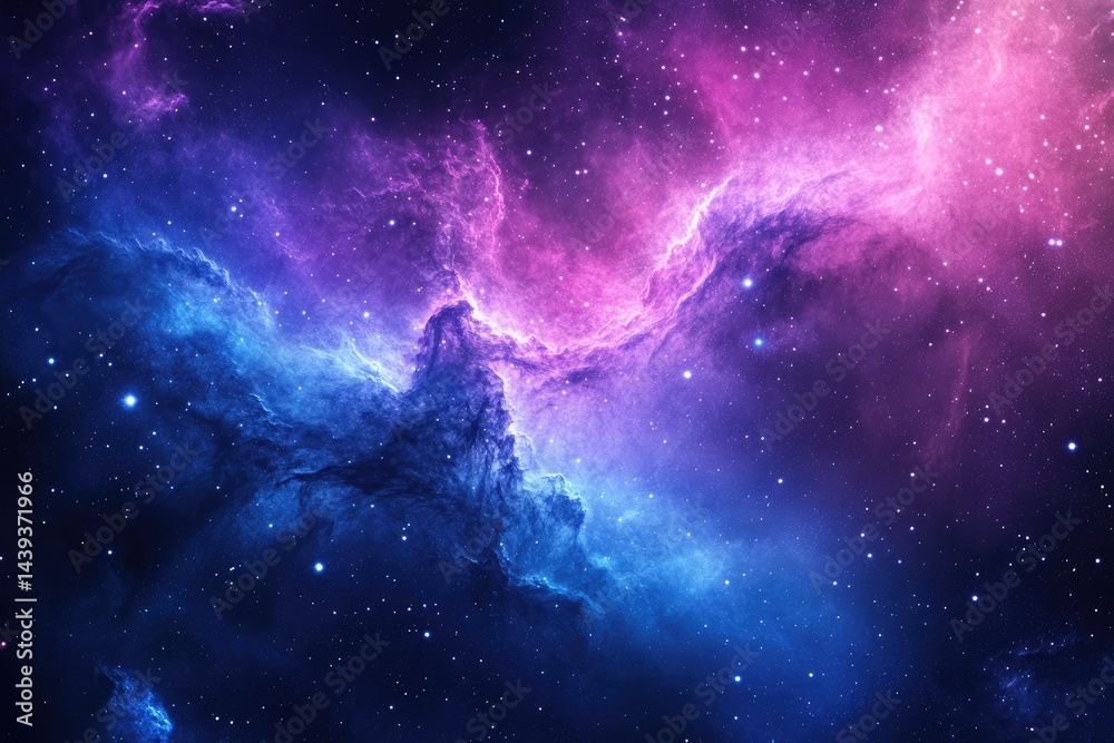 Fototapeta premium A vibrant display of cosmic nebulae, showcasing swirling hues of purple and blue.