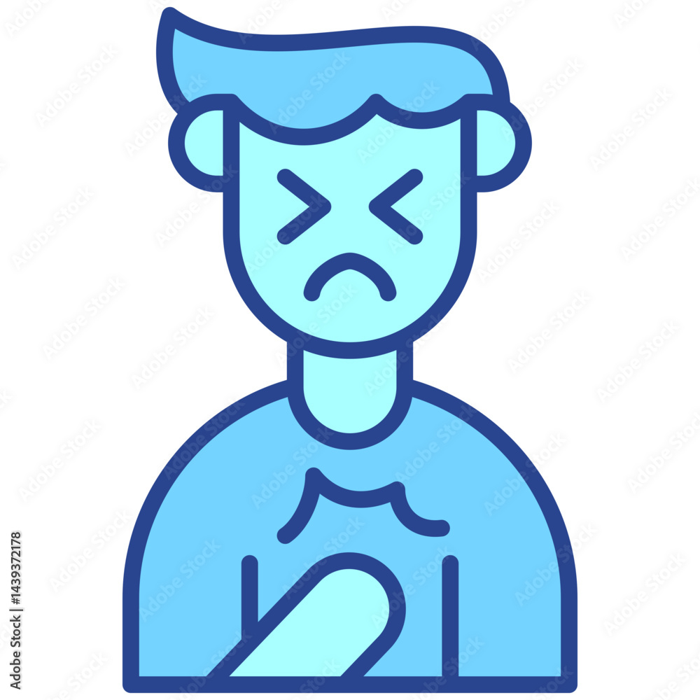 Chest Pain blue outline Icon Chest Pain blue outline Icon