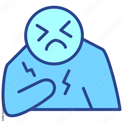 Chest Pain blue outline Icon