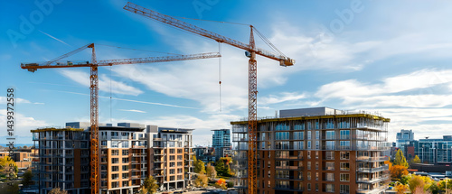 Urban Construction Site with Cranes