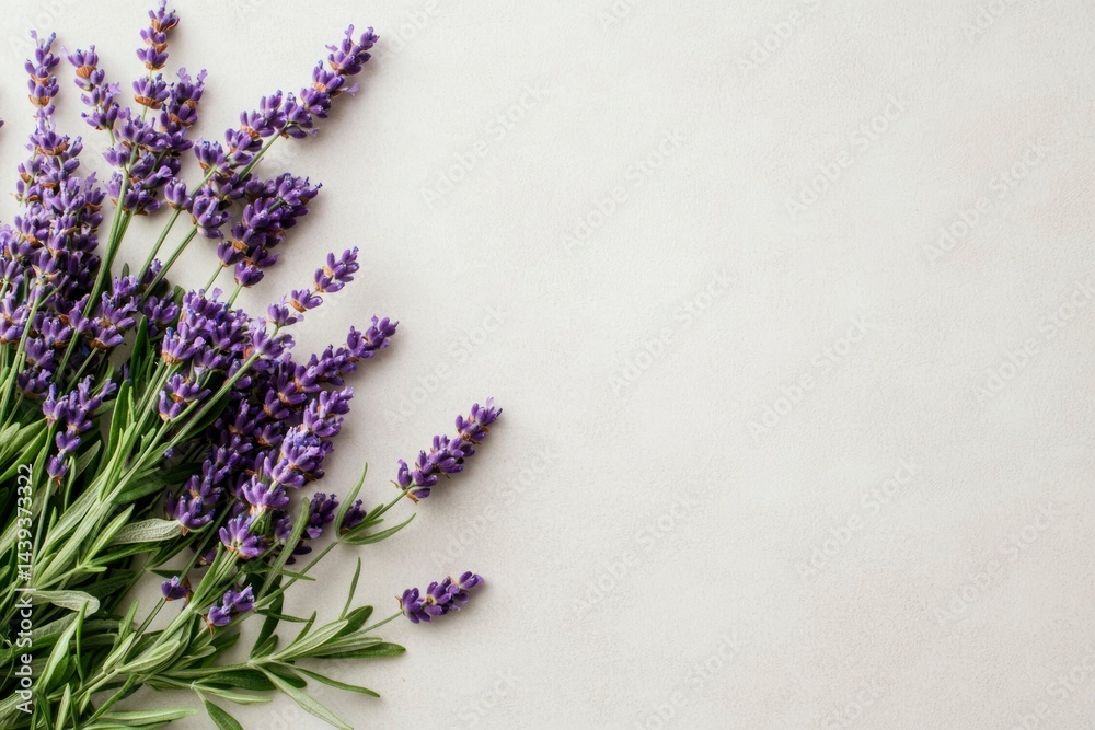 Fototapeta premium Lavender sprigs on light background