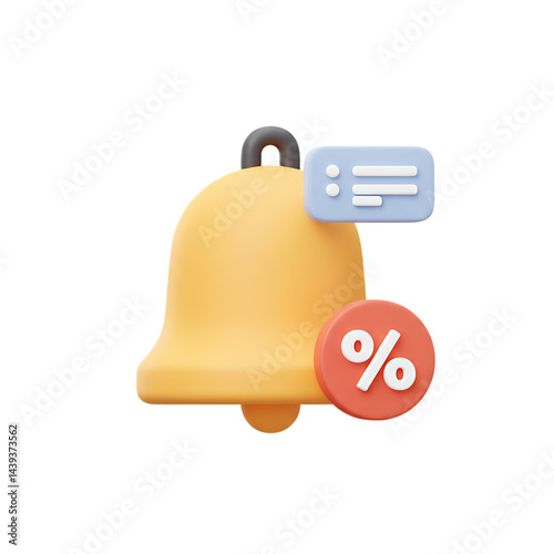 3D Notification Bell Icon: Sale Alert!