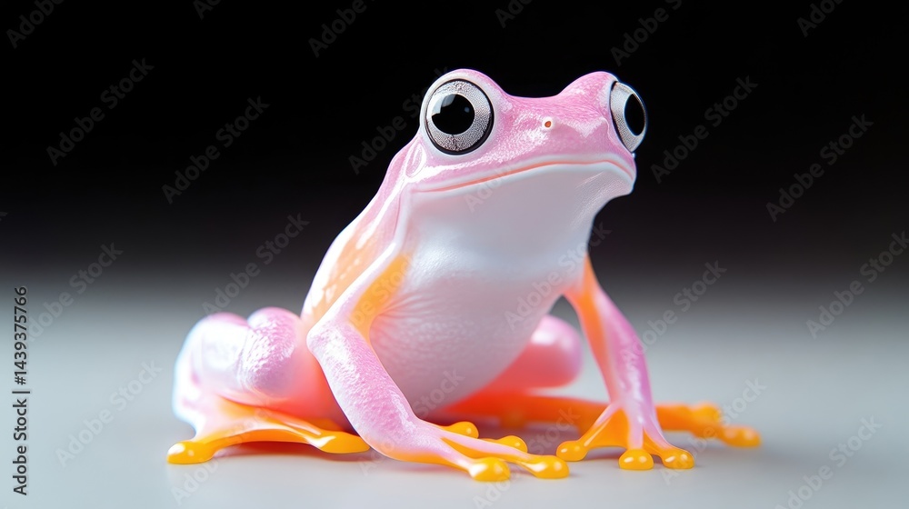 Naklejka premium Pink tree frog close-up