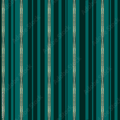 Abstract background with stripes, Jewelry striped seamless pattern. Turquoise green and gold stripes with diamonds  background. Luxury template for design, textile, wallpaper, wrapping