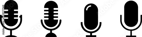 Microphone Icons set. Podcast microphone. Karaoke mic web and mobile app icons.